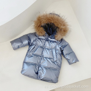 Chaqueta de plumón para niños con cuello de piel grande